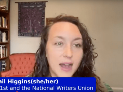 Journalist Abigail Higgins taking part in a Free