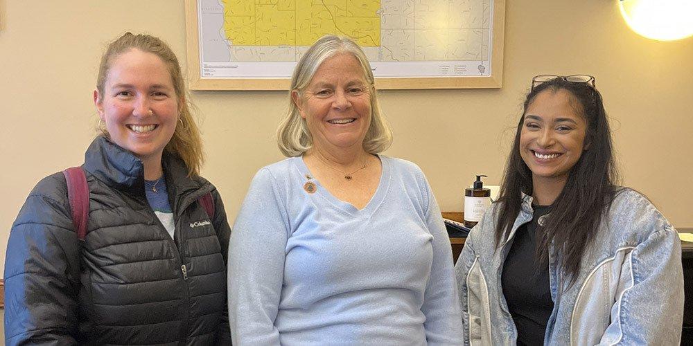 Free Press’ Sarah Stone and Arin Anderson with Wisconsin State Rep. Tara Johnson (center)