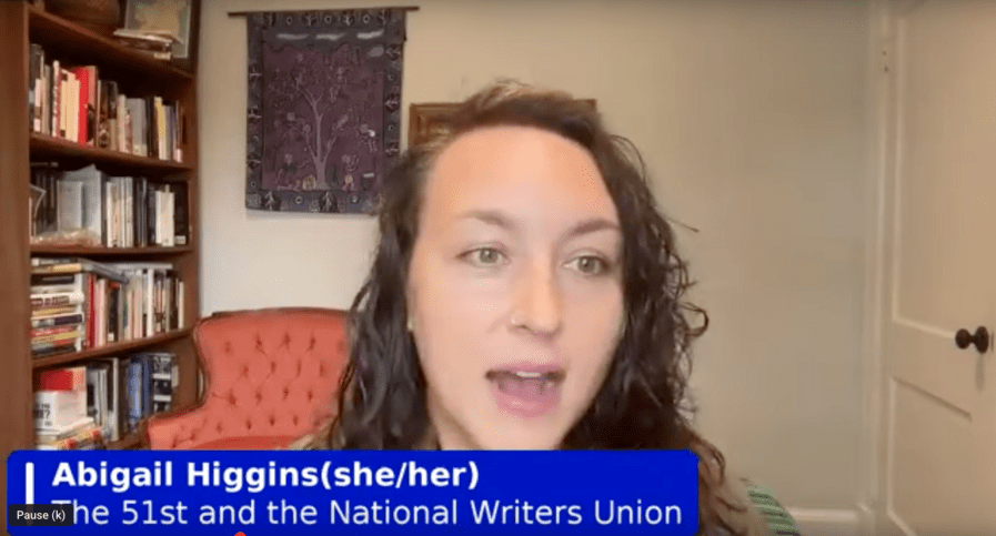 Journalist Abigail Higgins taking part in a Free